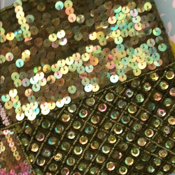 Green beaded and sequined evening bag - Picture 4 of 5